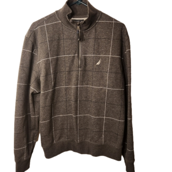 Nautica Other - Nautica Men's Large quarter zip long sleeve sweater. Grey and white
